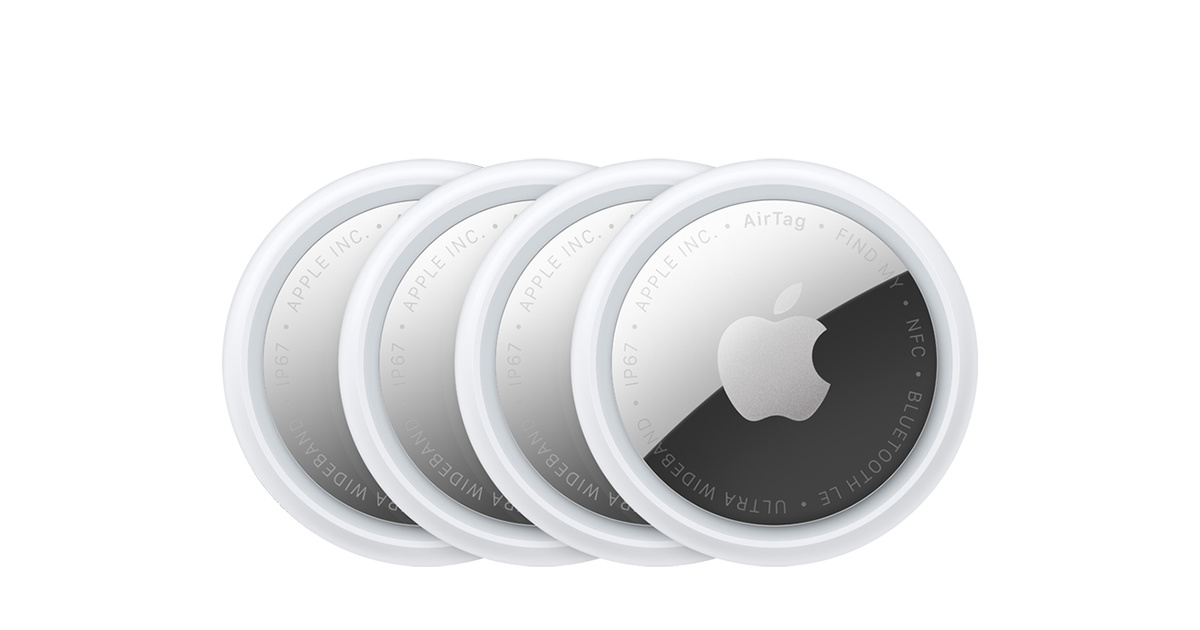 Apple AirTag 4-pack anti-theft tracker. Image courtesy Apple.