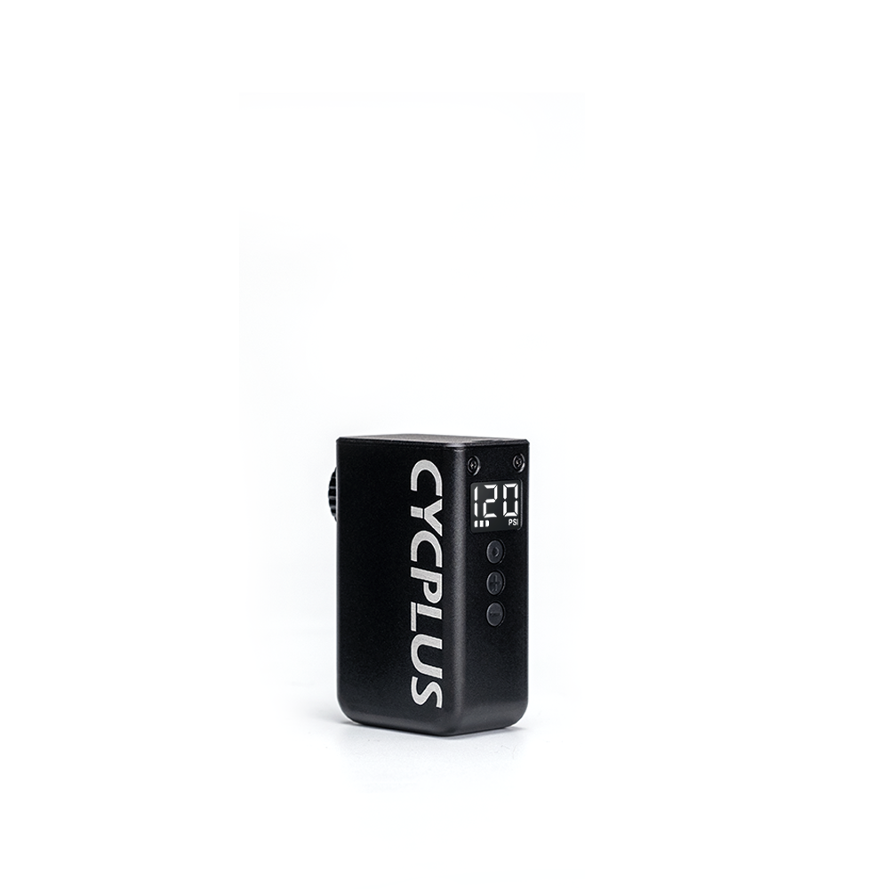 Cycplus AS2 Pro pocket-size electric bike pump with digital pressure display. Image via Cycplus.