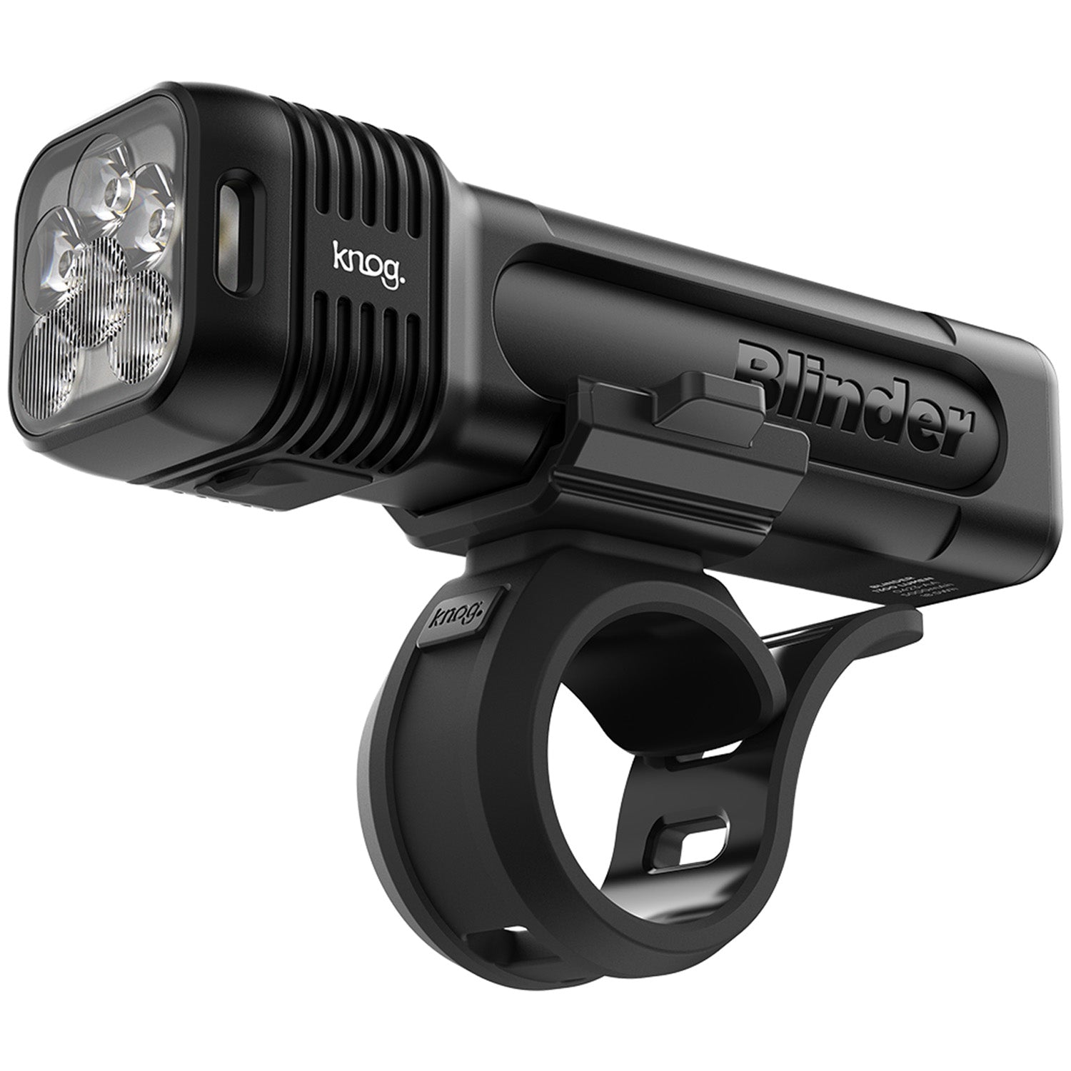 Knog Blinder 1300 CNC-aluminum front bike light in black. Image via evo.