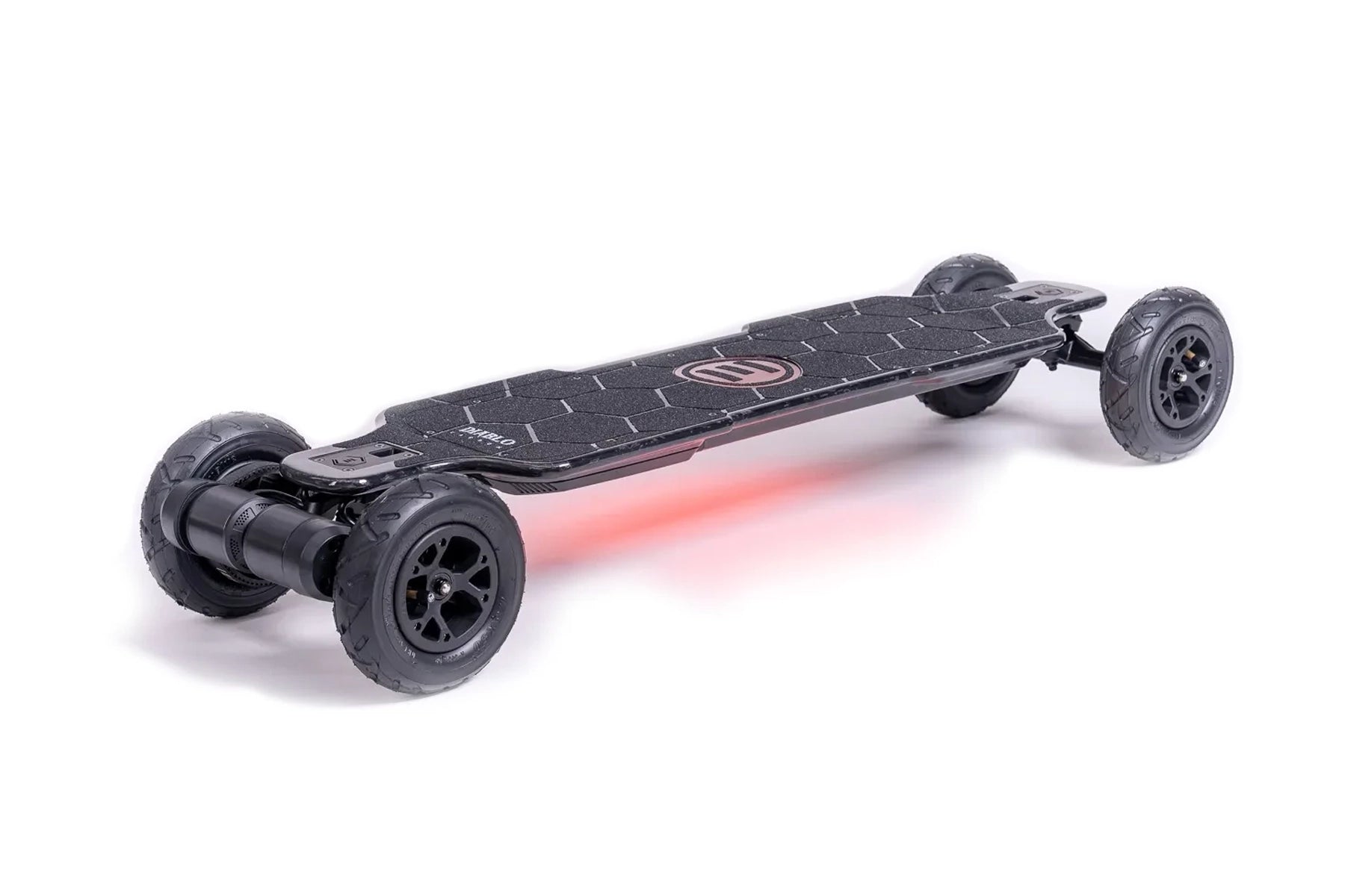 Evolve Diablo Carbon All Terrain electric longboard with 7-inch pneumatic tires. Image courtesy Evolve Skateboards USA.