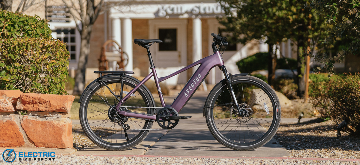 Aventon Level 3 high-step commuter electric bike, side profile. Image via Electric Bike Report.