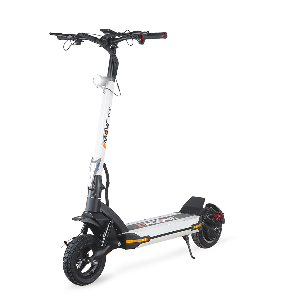 EMOVE Cruiser V2 long-range electric scooter with quad suspension. Image via VORO MOTORS.