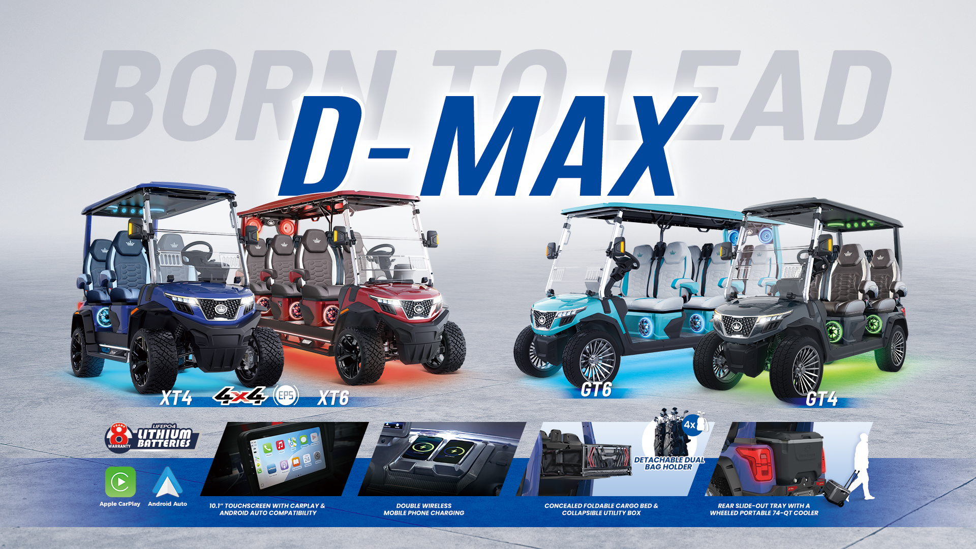 Evolution Classic 4 Plus 4-passenger lithium golf cart. Image courtesy Evolution Electric Vehicles.