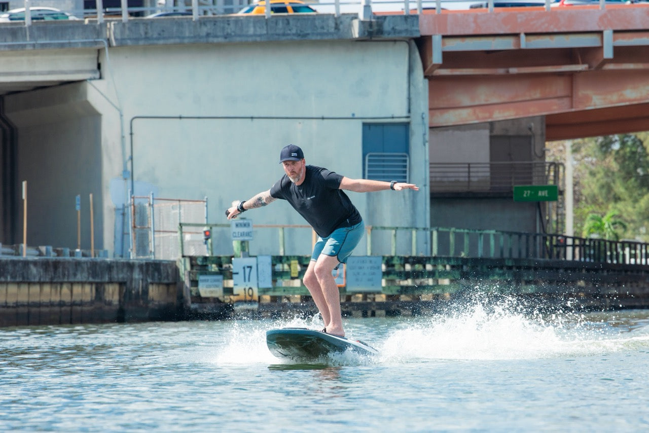 Awake RAVIK Explore electric jetboard ridden on open water. Image via Awake USA.