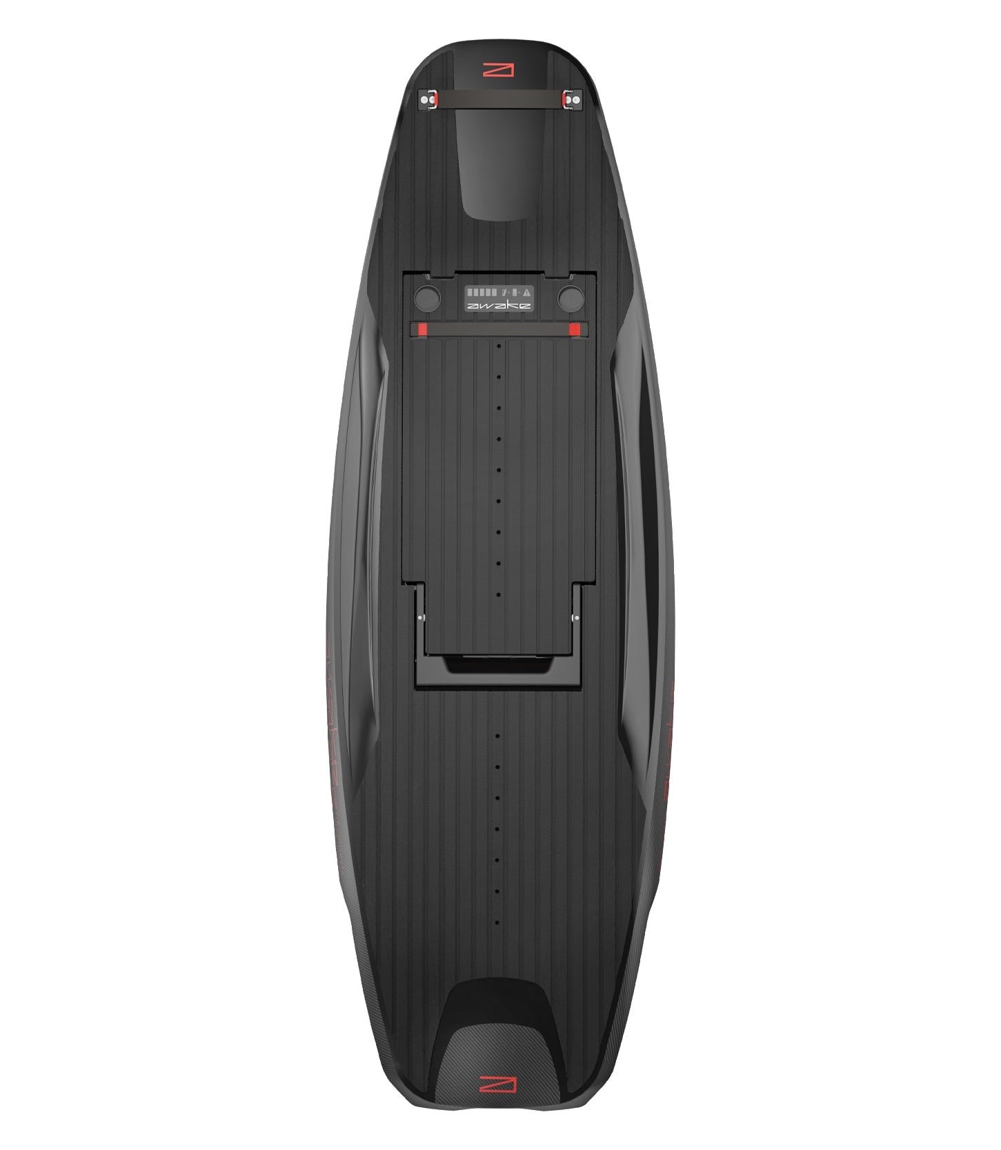 Awake RAVIK Ultimate electric jetboard in black with exposed carbon fiber, front studio view. Image via Awake USA.